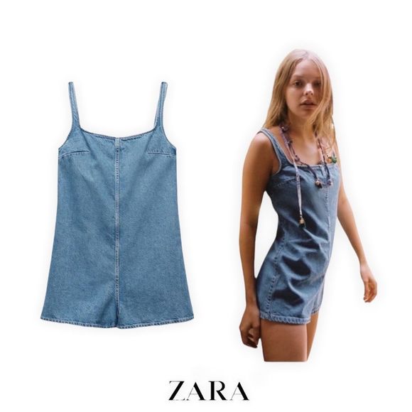 Zara Pants - ZARA Women | Blue | Short Denim Jumpsuit